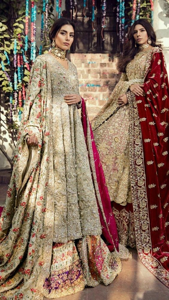 Pakistani Bridal Dresses for Barat Day In Pastel Color