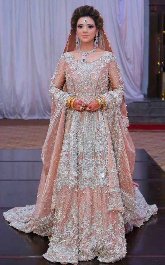 Pakistani Bridal Dresses for Walima in Pink Color 