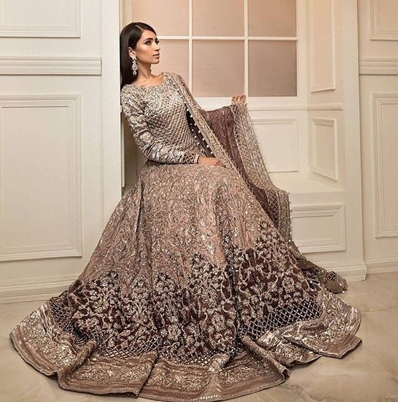 Pakistani Bridal Dresses for Walima in Pastel Color