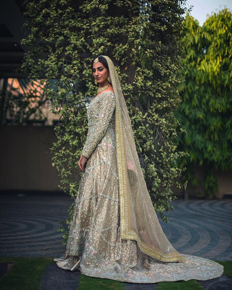 Pakistani Bridal Dresses for Walima in Off white Color