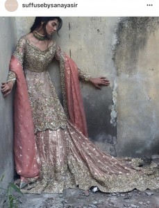 Pakistani Bridal Dresses for Walima in Pastel Pink Color