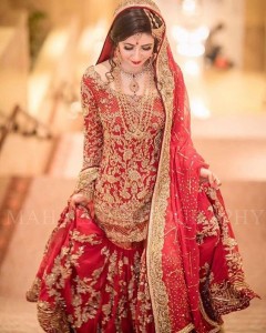 Pakistani Bridal Dresses for Barat Day In Red Color