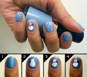 Easy snowman Nail Art Designs Step by Step at Home