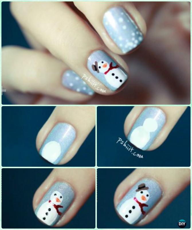 Easy snowman Nail Art Designs Step by Step at Home