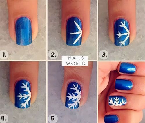 Easy snowflake Nail Art Designs Step by Step at Home