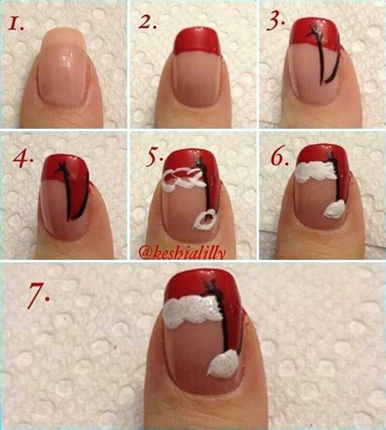 Easy Santa Hat Nail Art Designs Step by Step at Home