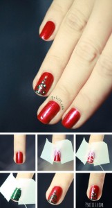 Easy Christmas Tree Nail Art Designs Step by Step at Home