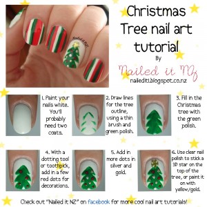 Easy Christmas Tree Nail Art Designs Step by Step at Home