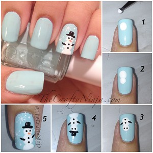 Easy snowman Nail Art Designs Step by Step at Home