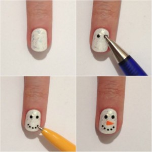 Easy snow man Nail Art Designs Step by Step at Home