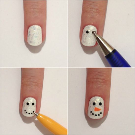 Easy snowman Nail Art Designs Step by Step at Home