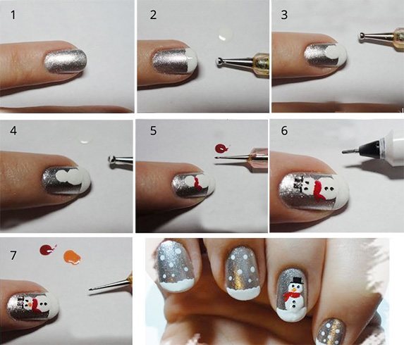 Easy snowman Nail Art Designs Step by Step at Home