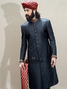 Pakistani Sherwani Designs in Blue Color