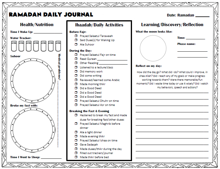Preparing for Ramadan Daily Ramadan Journal