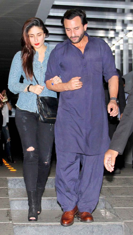 Saif Ali Khan in Designer Pathani Suit in Blue Color